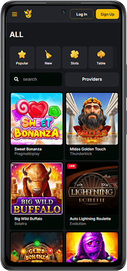 Functies en interface van de Kaasino Casino-app 